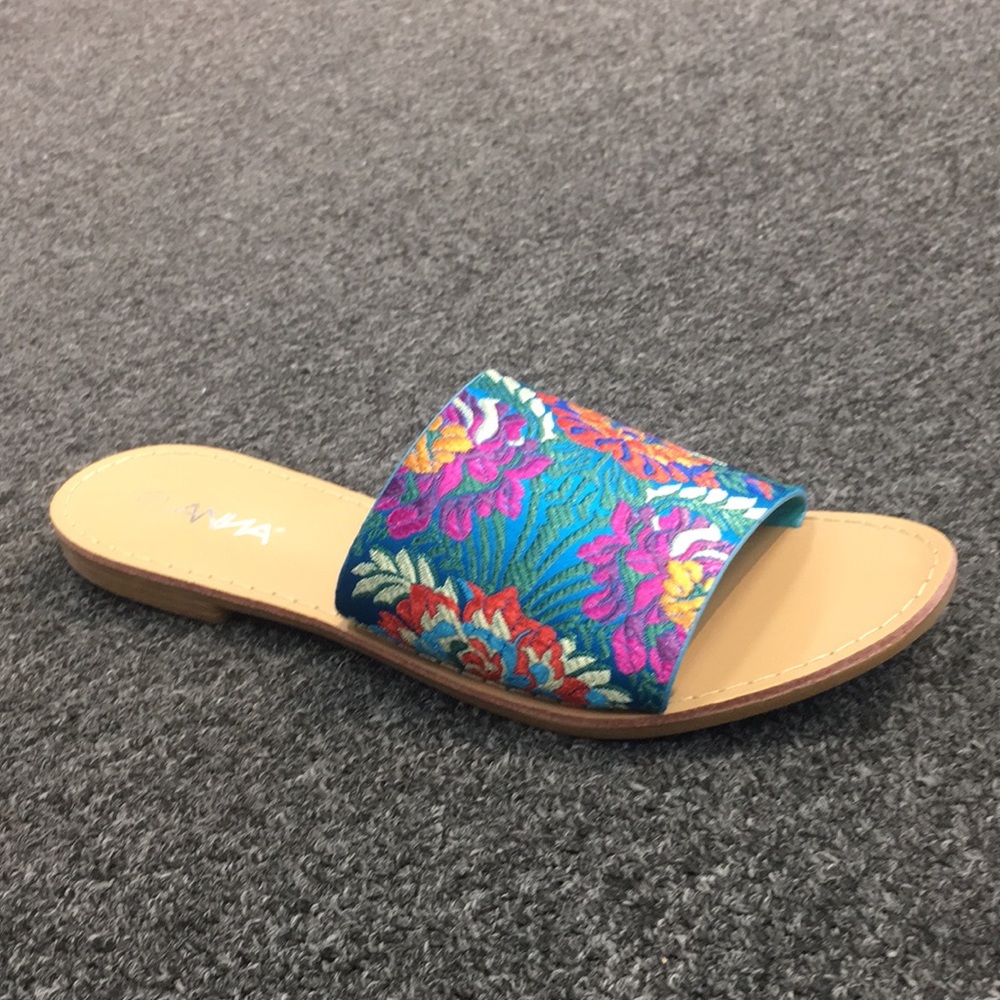 Floral Blue Flats